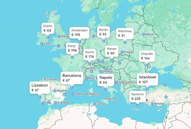 Goedkoopste vliegbestemming vliegtickets vluchten google flight